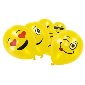 12 x Emoji Amarillo Fiesta de Cumpleaños Globos Cara Sonriente Risas Diversión Niños Payaso - Imagen 1 de 2