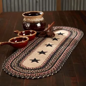 Table Runner Colonial Star Jute Country 13x36 Oval Kitchen Decor VHC Brands - Picture 1 of 5