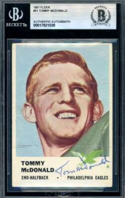 Tommy McDonald Beckett BAS Signed 1961 Fleer Autograph - Image 1 of 2