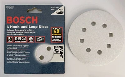 30 BOSCH 5" 8 HOLE HOOK & LOOP SANDING DISCS ASSORTED GRIT 5 PKS OF 6 SR5W000 - Image 1 of 4