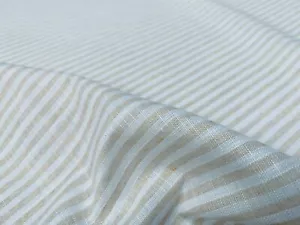 Süßigkeitenstreifen Leinen Stoff leicht Baumwolle Material weiße Linien 150 cm breit - cremefarben - Bild 1 von 6