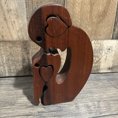 Wood Puzzle Sculpture Signed by Bob Ameri One of a Kind, Expressive Handmade Foto 1 de 4