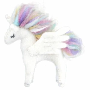 Adorno de lana de oveja fieltro Celestial Unicornio 4719140 uniforme arco iris melena arco iris 5,5" H - Imagen 1 de 1