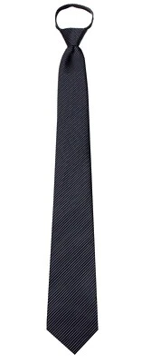 Boy's 14 Inch Black Pattern Pretied Zipper Necktie - Image 1 of 2