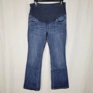 Pantalones de mezclilla azul marino antiguos acampanados con panel elástico - Imagen 1 de 9