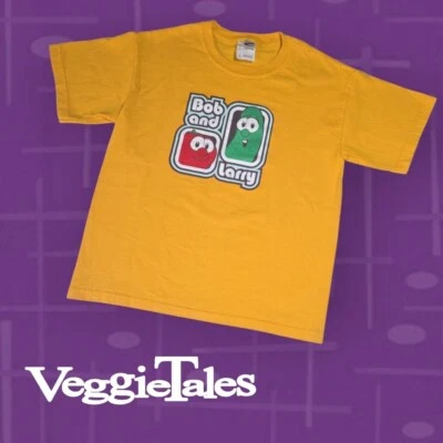 Kid's Big Idea Veggie Tales Bob & Larry Retro Style T-Shirt Y2K Goldenrod S - Image 1 of 4