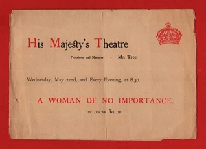 Oscar Wilde "A WOMAN OF NO IMPORTANCE" Marion Terry / May 1907 London Playbill - Picture 1 of 4