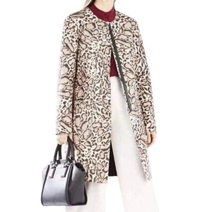 BCBG MaxAzria Mickie Ocelot Print Faux Fur Animal Print Coat Size Small Vegan - Picture 1 of 12