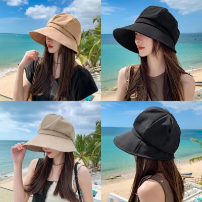 Cappello da sole donna estivo a tesa larga anti UV spiaggia protezione solare cappello pieghevole - Immagine 1 di 4