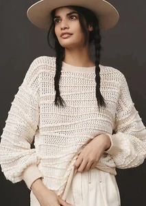 Damen Herbst Pullover Anthropologie Pulli Open-Stitch Ivory Neutral XS Neu 1399 - Bild 1 von 10