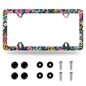 Watercolor Flowers Floral License Plate Frame Cute Daisy Blossoms License Pla... - Picture 1 of 7