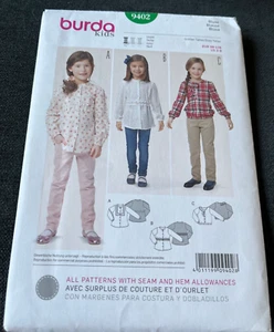 Burda Kids Pattern 9402 Girls' Blouse Sz 3-4-5-6-7-8 Eur 98-128 Uncut - Picture 1 of 4