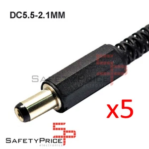 5x Conector alimentacion Macho DC Jack 5,5mm x 2,1mm aereo soldar Arduino SP - Imagen 1 de 2