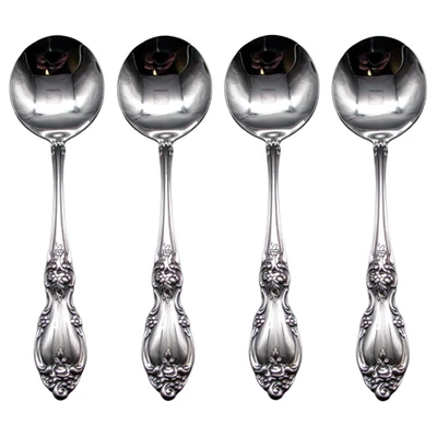 Oneida Louisiana 18/8 Stainless Steel Round Bouillon Spoon (Set of Four) - Image 1 of 4