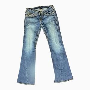 True Religion Jeans Joey Super T Damen 30 Low Rise Flare USA Vintage Y2K Gold Label - Bild 1 von 11
