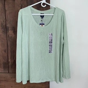 NWT GAP Size XXL Women's Long Sleeve Scoop Neck TEE in Sage Green New with tags - Picture 1 of 10