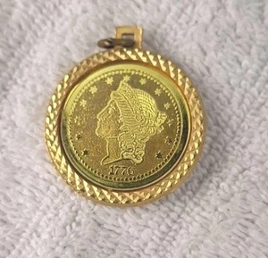 Colgante moneda de veinte dólares de oro bicentenario 1976 vintage dama libertad - Imagen 1 de 3