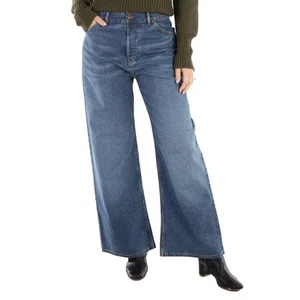 Chloe Ladies Dusky Blue Wide-Leg Denim Jeans - Picture 1 of 7