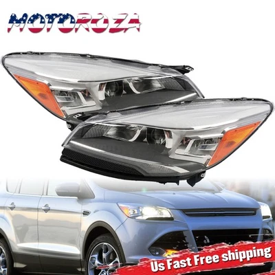 Headlights Pair For 2013-2016 Ford Escape HID/Xenon LED DRL Projector Headlamps - Image 1 of 4