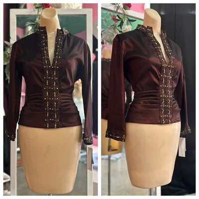 Blusa Top De Colección Y2K Años 2000 Cuentas Rojo Dorado Fiesta de Vacaciones Año Nuevo Festivo M Foto 1 de 4