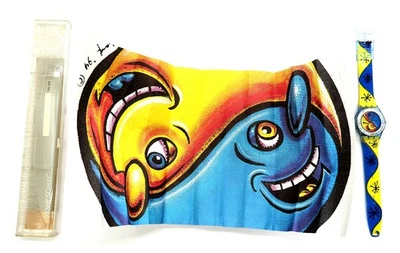 NUEVO Reloj Swatch FIZ N' ZIP GN164 de Kenny Scharf con estuche, impresión, papeles 1996  Foto 1 de 4