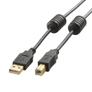 ELECOM USB cable 1m black with USB2.0 A-B type ferrite core U2C-BF10BK F/S Track - Picture 1 of 5
