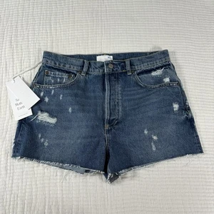 Boyish Shorts Womens 28 Blue Distressed Denim The Cody Cut Off Sustainable NEW - Picture 1 of 15