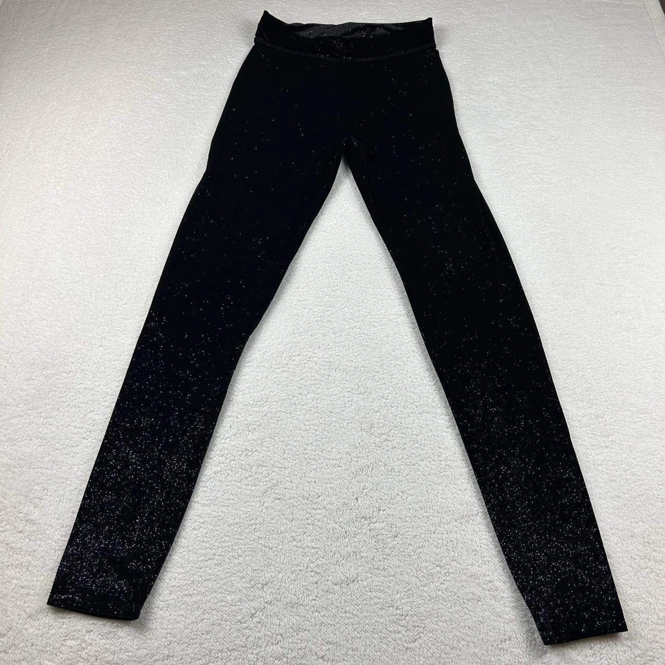Victoria's Secret PINK Velvet Black Soft Velour Pants Pink Glitter Stretch Small - Image 1 of 4
