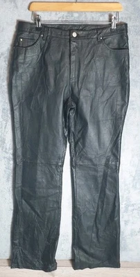 Pantalón Metrostyle Cuero Negro Reino Unido 14 Largo W32 L34 Tiro Alto Pierna Recta  Foto 1 de 4