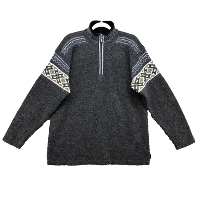 Obermeyer Jens Wool Sweater Mens Medium Gray Fair Isle Preppy Cozy Winter Cabin - Image 1 of 4