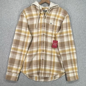 Kimes Ranch Delano Hoodie Womens M Beige Plaid Outdoor Western Flannel Button Up - Picture 1 of 9