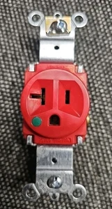 PASS & SEYMOUR 8301-RED SINGLE RECEPTACLE 20 A 125 VOLT HOSPITAL GRADE - Picture 1 of 9