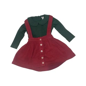 Kate Quinn Girls Sz 12-18 Months Bundle Suspender Skirt & Top EUC Holiday - Picture 1 of 8