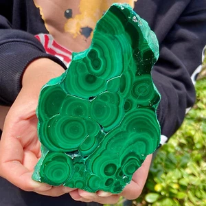 431G Natural malachite slice quartz crystal luster mineral specimen - Picture 1 of 13