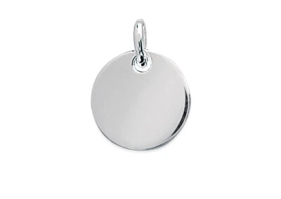 Ciondolo IN Argento 925/000 Rodio - Tondo - Medaglia 15 MM - Incisione Incl - Immagine 1 di 3