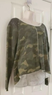BILLABONG Polar Mujer Camuflado Manga Larga Túnica Pullover Top Alto-Bajo Nuevo con Etiquetas L Foto 1 de 4