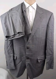 Canali Harry Rosen Mens Light Gray Check 2 Piece Suit Size 42R / W36 X 29 - Picture 1 of 21