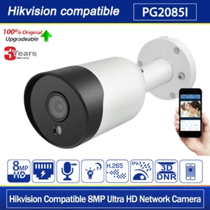 Cámara bala IP POE exterior compatible con Hikvision de 8 MP 2,8 mm gran angular con micrófono - Imagen 1 de 7