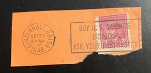 1946 Postmark Piece - Illegal usage of 3¢ Canadian Coil for US Mail Envelope - Picture 1 of 1