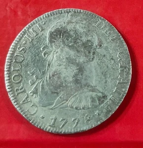 AÑO 1778. CARLOS III. 8 REALES PLATA RESELLOS CHINOS. PESO 25,2 GR.REF A/ALO - Picture 1 of 2