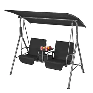 VEVOR Hollywoodschaukel Terrassenschaukel 1740x1095x1550mm Schwarz - Bild 1 von 12