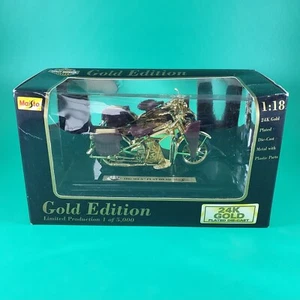 Maisto 1942 WLA Flat Head Harley Davidson 24k Gold Plated Die-cast 1:18 Ltd Ed - Picture 1 of 10