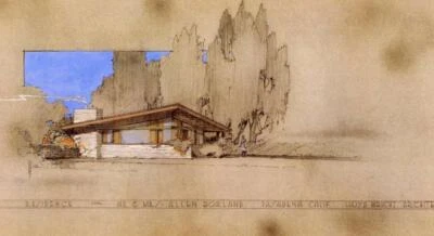 Dorland Residence Frank Lloyd Wright Usonian House Art Print to Frame - Image 1 of 2