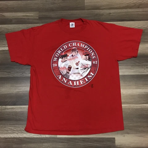 VTG 2002 Anaheim Angels Tim Salmon Eckstein Washburn World Series T-Shirt Sz XL Cover