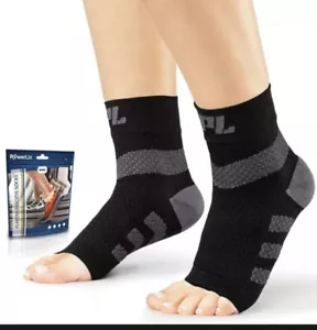 POWERLIX Plantar Fasciitis Support Socks 1 Pair Ankle BLACK Unisex size L LARGE