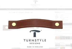 Turnstyle Designs Chestnut BUTTON STITCHED STRAP Cabinet Handle 160mm U1185 - Picture 1 of 15