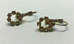 Vintage Gold Metal Rhinestone Diamante Earrings 1980' - Picture 1 of 3