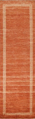 Versatile Gabbeh Kashkoli OrangeWool Modern Runner Rug 2x9 Ideal for Hallway ft - Image 1 of 4