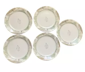 * * * 5er SET CORELLE CORNING STRUKTURIERTE BLÄTTER SALAT-/DESSERTTELLER 7 14" NEUWERTIG - Bild 1 von 7