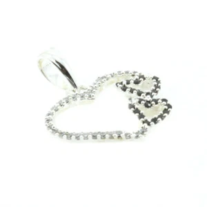Sterling Silver Black Diamond And Cubic Set Pendant -FREE Gift Box - Picture 1 of 1